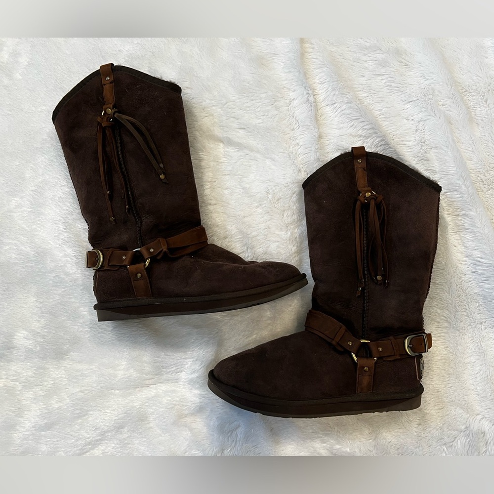 Australia Luxe Collective Harness boots in Chocolate Brown